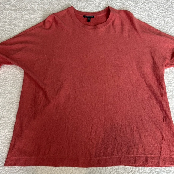Eileen Fisher Coral Long Sleeve Top size Large Organic linen cotton Large - Picture 4 of 7